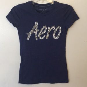 Aeropostale Bling Tee Sz XS Like NEW Blue S/S CUTE